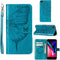 for iPhone 7/8 Plus Wallet Case, 6/6S Plus Case, Butterfly Floral Embossed, Wrist Strap, Card Holder Slots,Stand Leather Protective Flip Cover (Bl...