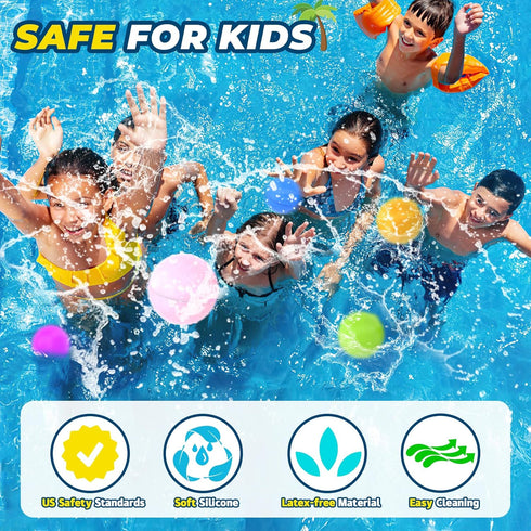 6 PCS Reusable Water Balloons, Silicone Refillable Water Balloon Magnetic Self-Sealing Water Bomb with Mesh Bag, Summer Beach Toys Outdoor Pool Ga...