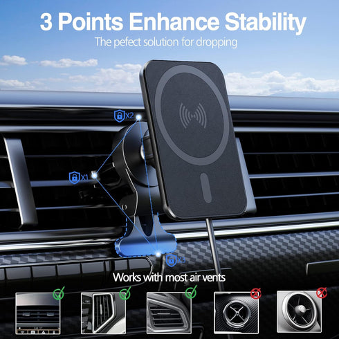 for MagSafe Car Mount Charger for iPhone 15, 15W Fast Charging, for Magsafe Car Charger, Powerful Magnetic Wireless Car Charger Air Vent Phone Hol...