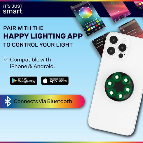 It's Just Smart Expandable Cell Phone Grip with LED Lights by ONQU, Universal and Collapsible BrightGrip with Rechargeable, App Controlled, Sound ...