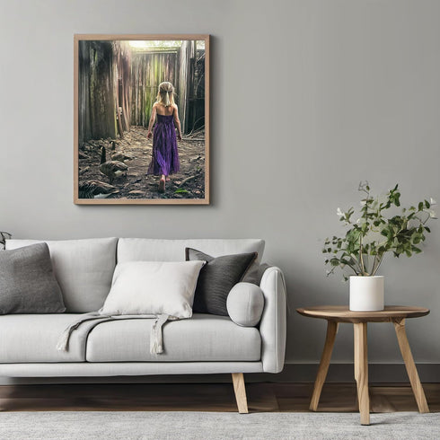 Posterizer 1 pcs-rustic village scene-girl with her ducks 4-Landscape & Nature Art-Art for Animal Lovers-Gift for Art Lovers- unframed wall art...