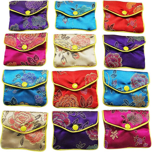 MorTime Jewellery Jewelry Silk Purse Pouch Gift Bags, Multiple Colors, Pack of 12 (Small)...