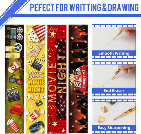Sherr 36 Pcs Back to School Pencils First Day School Pencils Movie Night Pencils with Eraser Holiday Pencils Bulk for Kids Student Carnival Prize ...