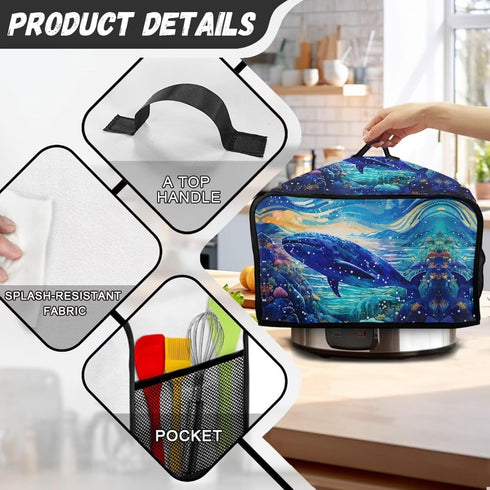 Dolphin Galaxy Slow Cooker Cover Portable Dust Covers with Side Pocket for Cook Accessories Small Kitchen Appliance Protector...