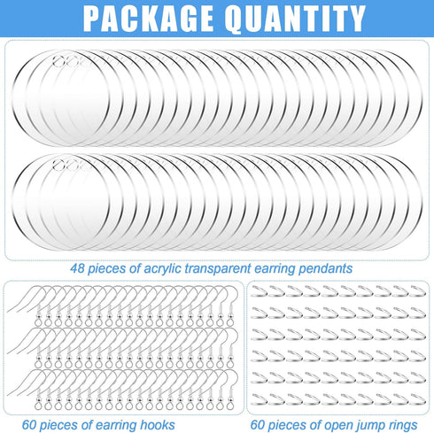 Loetere 168 Pieces Acrylic Earrings Blanks DIY Earrings Making Kit Includes Transparent Round Clear Acrylic Earring Blanks Pendants Earring Hooks ...