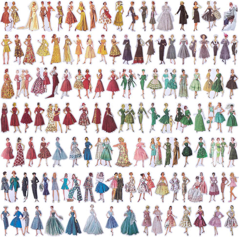PAGOW 240Pcs Vintage People Washi Stickers, Retro Women Girls Scrapbook Stickers for Journaling Scrapbooking, 6Styles Bulletn Junk Journals Suppli...
