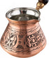 BCS 12 Oz Copper Turkish Greek Arabic Coffee Pot with Wooden Handle (4 servings) Cezve Ibrik Briki Stovetop Coffee Maker (Includes Wooden Spoon)...