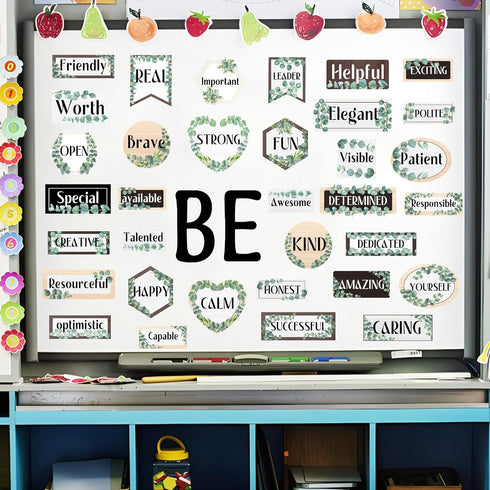 36 Pcs Eucalyptus Affirmations Station Bulletin Decoration Classroom Inspirational Bulletin Board Set Greenery Positive Accent Cutouts Poster for ...