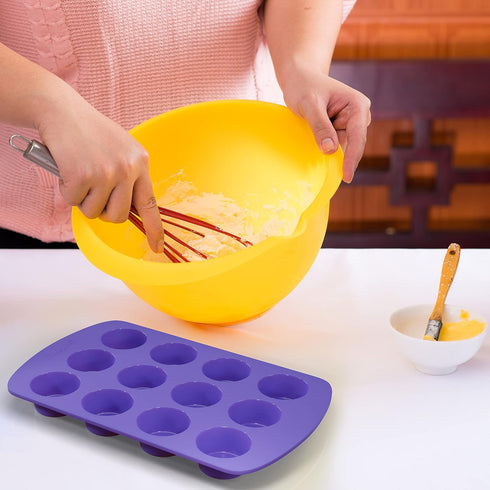 Bakerpan Silicone Mini Muffin Pan Nonstick, Mini Cupcake Pan, Mini Muffin Silicone Molds, 12 Cavities - Set of 2...