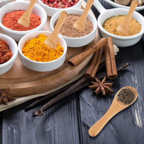 6 Pcs Small Wooden Spoons, 3.7 Inch Tiny Spoons for Spices Jars Mini Wooden Condiment Spoons Wood Teaspoon for Sauces, Salt, Sugar, Honey, Pepper,...