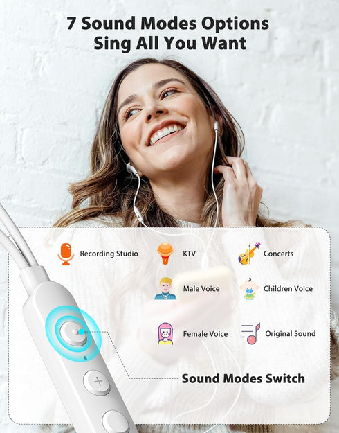 USB C Headphones Wired Earbuds with Microphone HiFi Stereo Deep Bass Noise Cancelling Multiple Music Sound Effects In Ear Earphones for Live Singi...