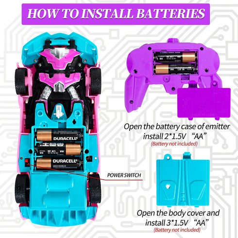 Remote Control Car, Transformation Car Robot Rc Cars for Kids Boys Girls Gift, 1:18 Scale Racing Car with One-Button Deformation & 360°Drifting Ro...