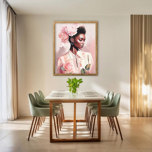 Posterizer 1 pcs-beautiful black woman with flower accessories-Watercolor Art-Afro-American Art Collection-Gift for Women, Fashionistas, Designer ...