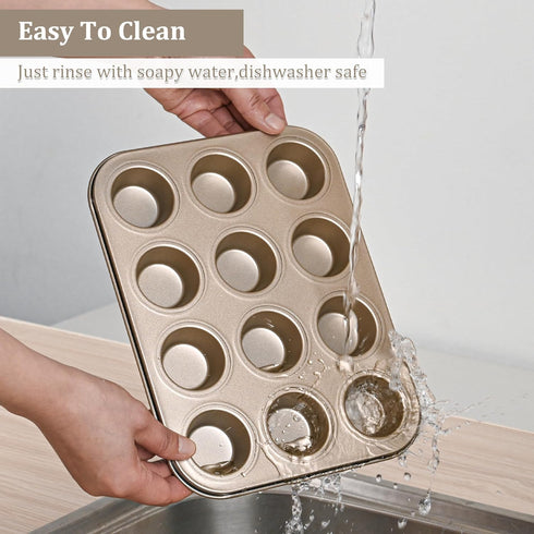 Mini Muffin Pan, Premium Small Cupcake Pans, Carbon Steel 12-Cup Muffin Tin, Versatile Non-Stick Bakeware...