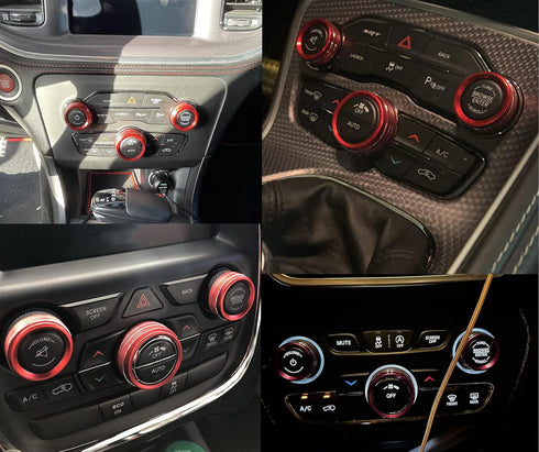 Climate Control Switch Knob Circle Trim Cover Decal for Challenger Accessories 2015-2023 & Dodge Charger 2015-2023 & Chrysler 300/300s 2015-2023 A...