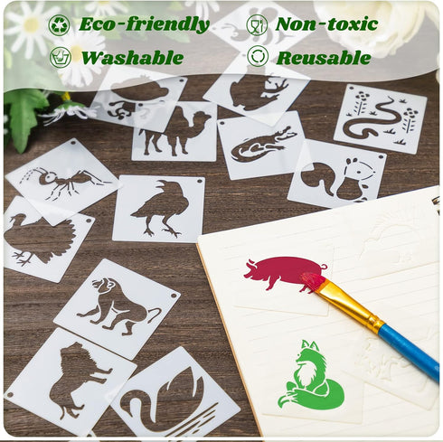 100 Pcs Stencils for Painting on Wood Reusable Stencil Crafts Drawing Templates Holiday Stencils Wall Paper Stencil Set for DIY Art Scrapbook Home...