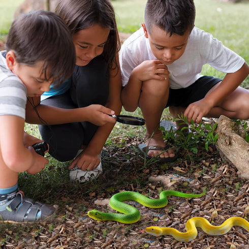 Flormoon Realistic Fake Snake Toy - 2pcs Rubber Elastic Lifelike Python Animal Figures - Halloween Prank Props Stress Relif Toys Educational Toys ...