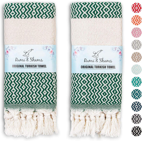 Turkish Hand Towels for Bathroom | 2 pcs Decorative Bathroom Towels | 100% Cotton Farmhouse Kitchen Towels | 16x35 Boho Hand Towels | Oeko-Tex Cer...
