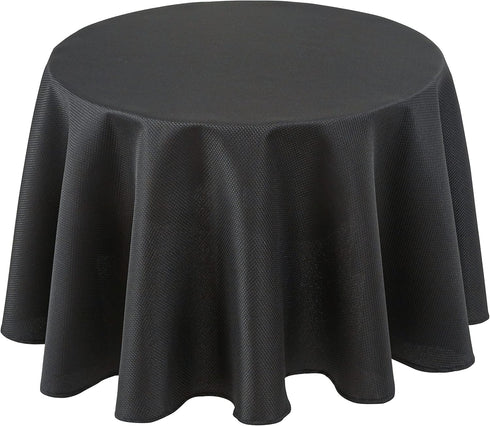 Biscaynebay Textured Fabric Round Tablecloths 60", Black Table Cloth Water Resistant Small Circle Folding Table Covers Linen Washable for Dining, ...