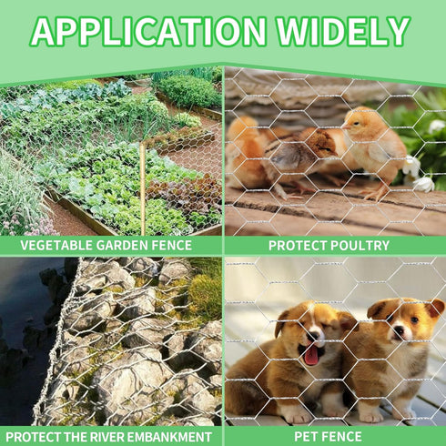 Chicken Wire 13.7 in x 236 in Poultry Wire Netting Hexagonal Galvanized Mesh Garden Fence Barrier for Craft Projects, Pet Rabbit Chicken Fencing...