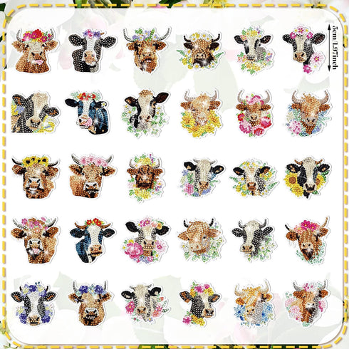 Remuuly 30 Pcs Diamond Painting Magnets Summer Diamond Art Magnet Spring Flower Animal Cupcake Refrigerator Magnetic Sticker Diamond Fridge Magnet...