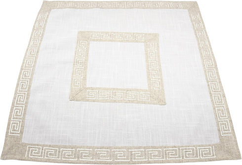 Linens, Art and Things Neutral Earth Tones Greek Key, Square Table Topper, Dresser Scarf, Small Tablecloth (34Wx34L)...