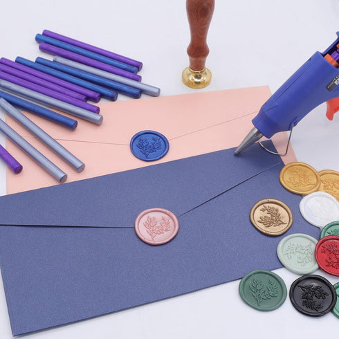Grey Purple Wax Seal Sticks 26pcs, Andotopee Glue Gun Wax Seal Sticks for Wax Seal Stamp, Premium Sealing Wax for Envelope Letter Seal Wedding Inv...