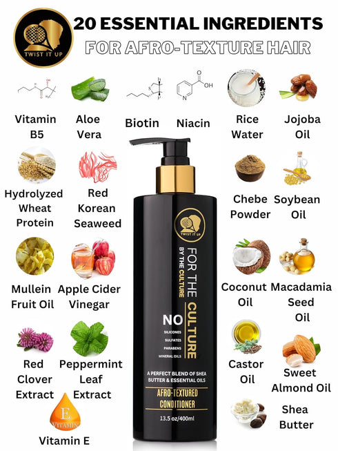 Twist It Up Curly hair conditioner with 20 natural ingredients, sulfate free conditioner for curly hair or Afro-textured hair, wavy hair condition...