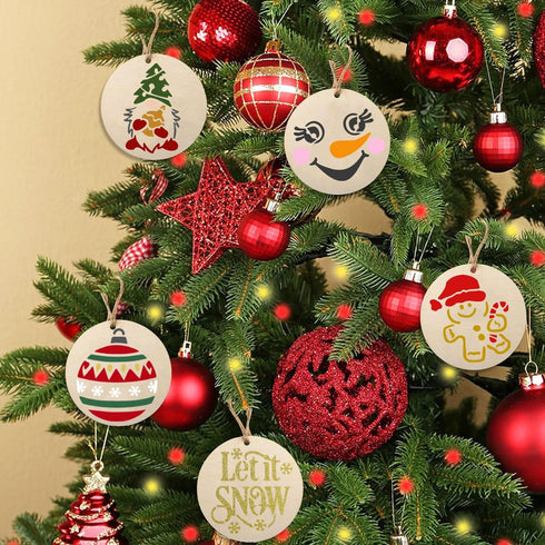 64 Pieces Small Christmas Stencils Reusable, Christmas Ornament Stencils Xmas Holiday Stencils 3X3 Inch Christmas Stencils for Painting on Wood DI...