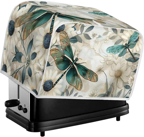 Dragonfly Daisy Toaster Cover 4 Slice Stain Resistant Bakeware Covers?Washable Kitchen Broiler Organizer Bag Fit for Most Standard Toasters, Machi...