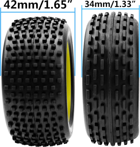 4Pcs HIRCQOO OD 88mm/3.46" Front Rear Rubber Tire Tyre & Plastic Wheel Rims 12mm Hex Compatible with Redcat Shockwave HPI HSP ExceedRC Kyosho 1/10...