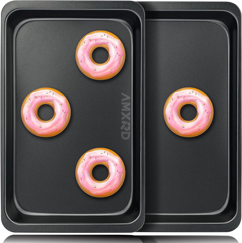 Cookie Sheet Pans, 2 Piece Nonstick Carbon Steel Baking Sheet Pans, 12 x 7.5 Inch...