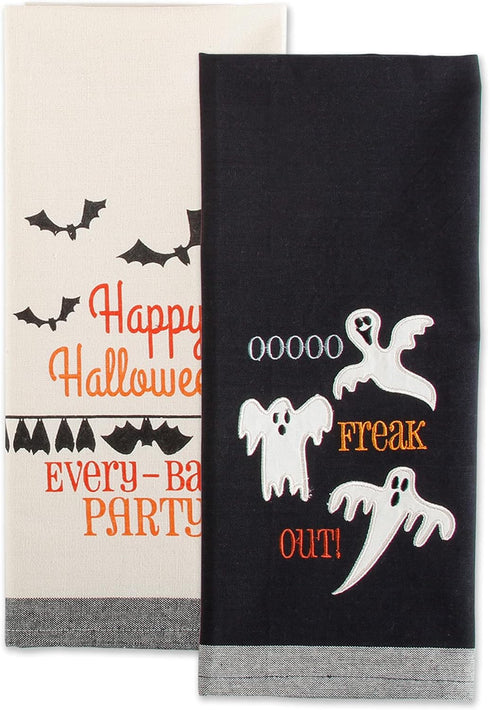 DII Spooky Kitchen Towel Collection Halloween Décor Printed Dishtowel Set, 18x28, Bats & Ghosts, 2 Count...