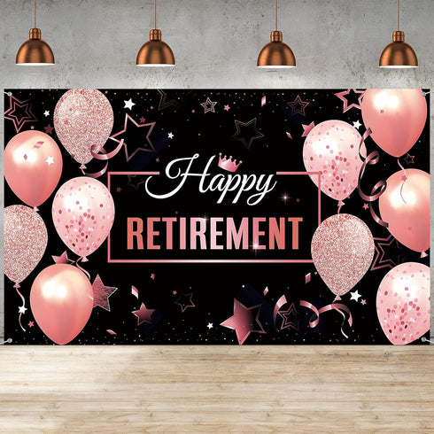 Blulu Retirement Party Decorations, Extra Large Fabric Retire Sign Banner Photo Booth Backdrop Background with Rope for Retirement Party Favor(72....
