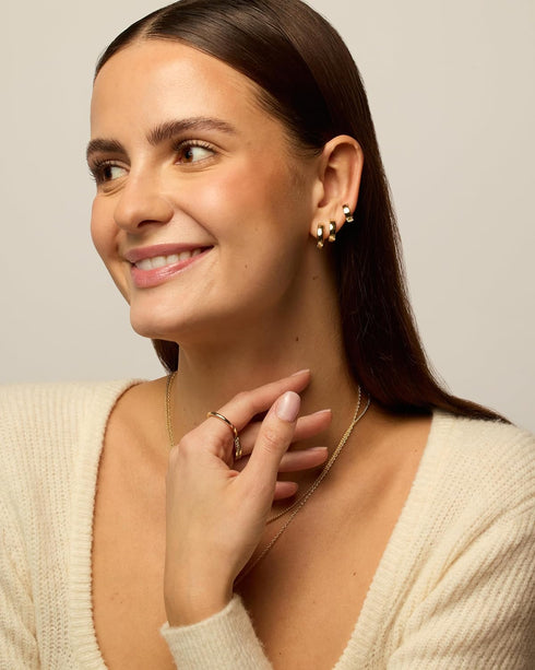 PAVOI 18K Gold Plated Sterling Silver Posts 4 Pairs Small Hoop Earrings Set | Huggie Hoop Pack Four Pairs Earrings for Women 10mm 12mm 14mm 16mm...
