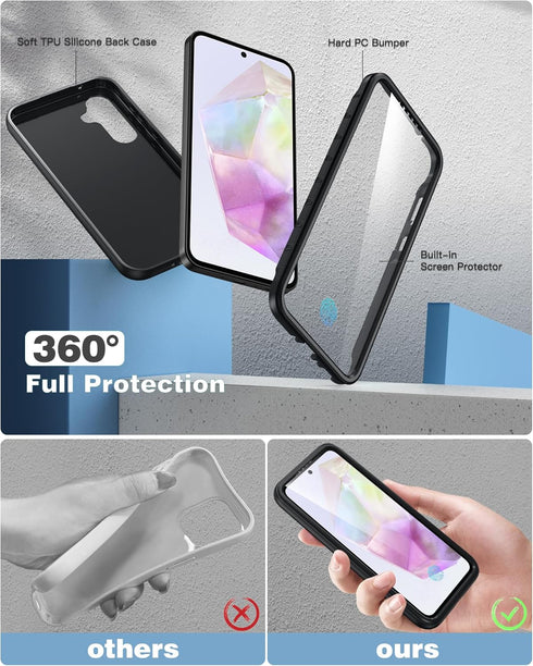 FNTCASE for Samsung Galaxy A35-5G Case: Phone Case with Built-in Screen Protector Protective Silicone Cell Phone Cover Rugged Shockproof Full Prot...