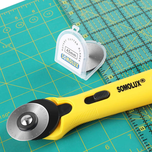 SOMOLUX 45mm Rotary Cutter with 45mm 5 Pcs Replace Blades for Quilting Scrapbooking Sewing Arts Crafts, Sharp and Durable...