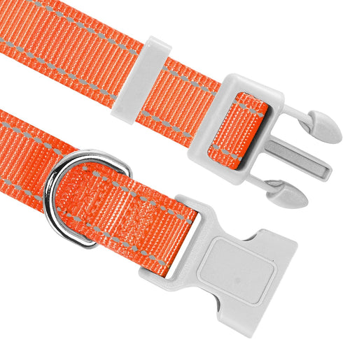 Reflective Dog Collar,Soft Neoprene Padded Breathable Nylon Pet Collar Adjustable for Large Dogs, Orange, Large...