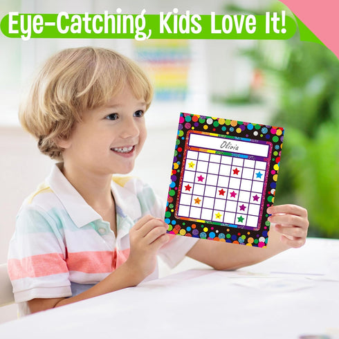 90 Pack Classroom Incentive Chart, 2 Colorful Designs with 2640 Star Stickers for Classroom Teaching or Family Using...