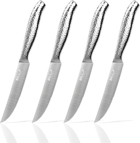 BILL.F Steak knives Serrated Steak Knife Set Stainless Steel Steak Knife Set of 4...