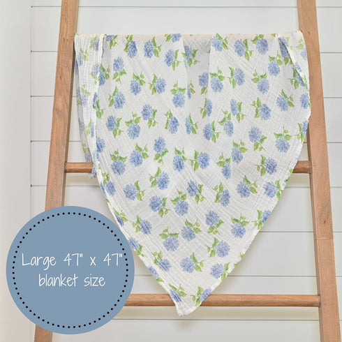 Swaddle Blanket | 100% Muslin Cotton | Newborn and Baby Nursery Essentials for Girls, Registry | Hydrangea Print...