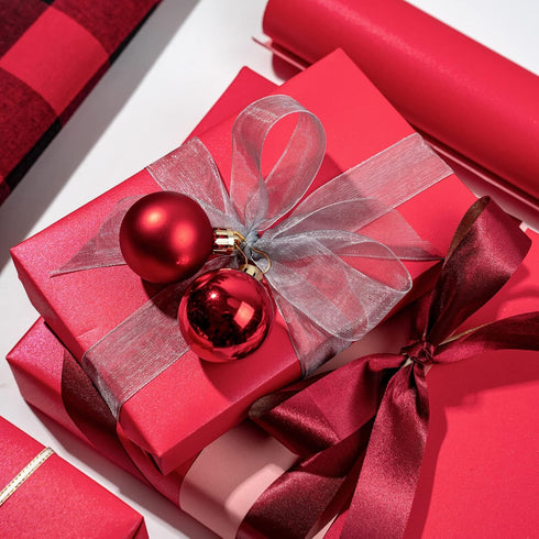 RUSPEPA Red Matte Wrapping Paper - Solid Color Pearly - lustre Paper Perfect for Wedding, Birthday, Christmas, Baby Shower -17 Inches X 32.8 Feet...