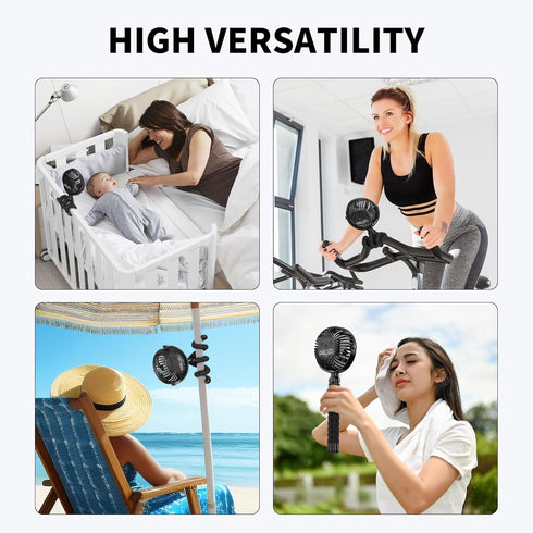 AMACOOL Battery Operated Stroller Fan Flexible Tripod Clip On Fan with 3 Speeds and Rotatable Handheld Personal Fans for Car Seat Crib Bike Treadm...