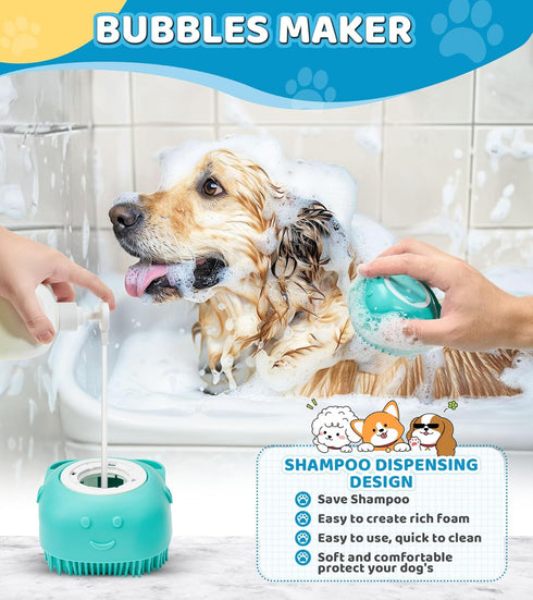 Dog Bath Brush Pet Massage Shampoo Brush Dog Scrubber for Dog Washing Brush Scrubber Pet Bath Massage Brush with Soft Silicone Bristles for Dog Ca...