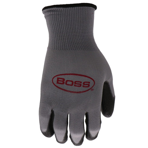 Boss Men's Grip 10-Pack Polyurethane (PU) Coated Work Gloves, Water and Chemical Resistant, Abrasion Resistant, Superior Grip, Spandex Backing, Bl...