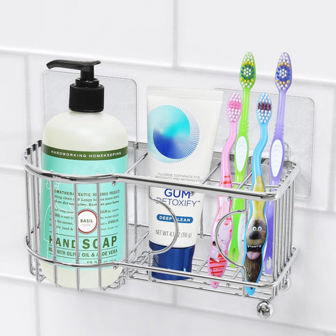 Simple Houseware Stainless Steel 6 Slots Toothbrush Holder Adhesive Wall Organizer, Chrome...
