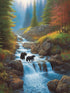 5D Diamond Painting Landscape, Paint with Diamonds DIY Diamond Art Forest Woods Streams, Diymood Painting by Number Kits Full Drill Rhinestone for...