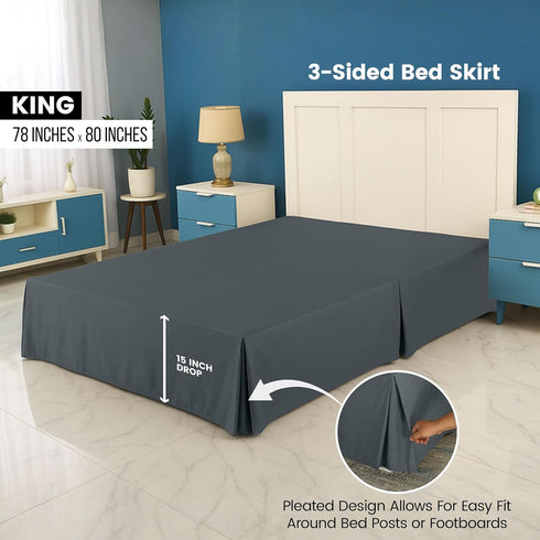 Utopia Bedding King Bed Skirt - Soft Quadruple Pleated - Easy Fit with 16 Inch Tailored Drop - Hotel Quality, Shrinkage and Fade Resistant (King, ...