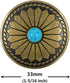 Bezelry 8 Pieces Diamond Flower Assembled with Artificial Turquoise Metal Shank Buttons. 33mm(1-5/16 inch) (Antique Brass)...