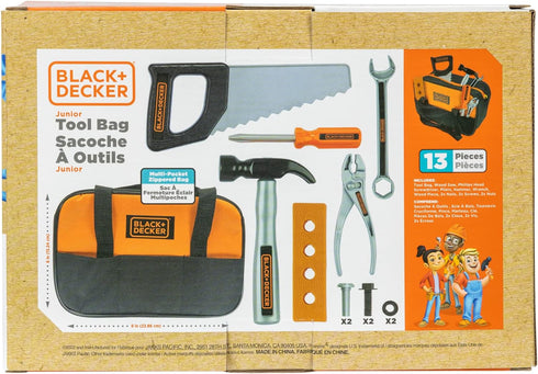 BLACK+DECKER Junior Tool Bag 13 Piece Set - includes Hammer, Hand Saw, Screw Driver & More!...